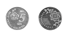 Image of the 5 sen coin obverse and reverse