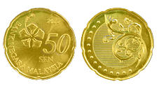 Image of the 50 sen coin obverse and reverse