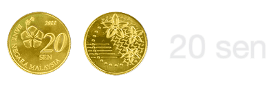Image of the 20 sen coin obverse and reverse